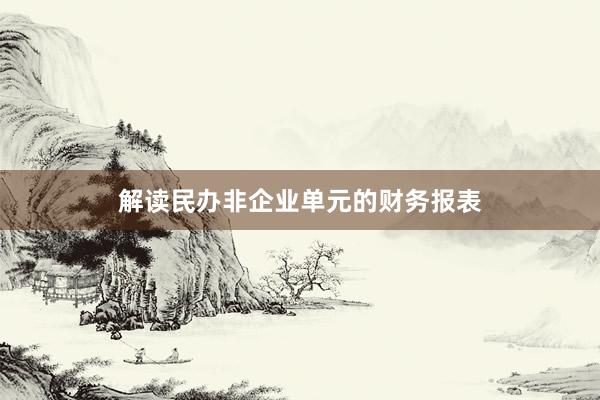 解读民办非企业单元的财务报表